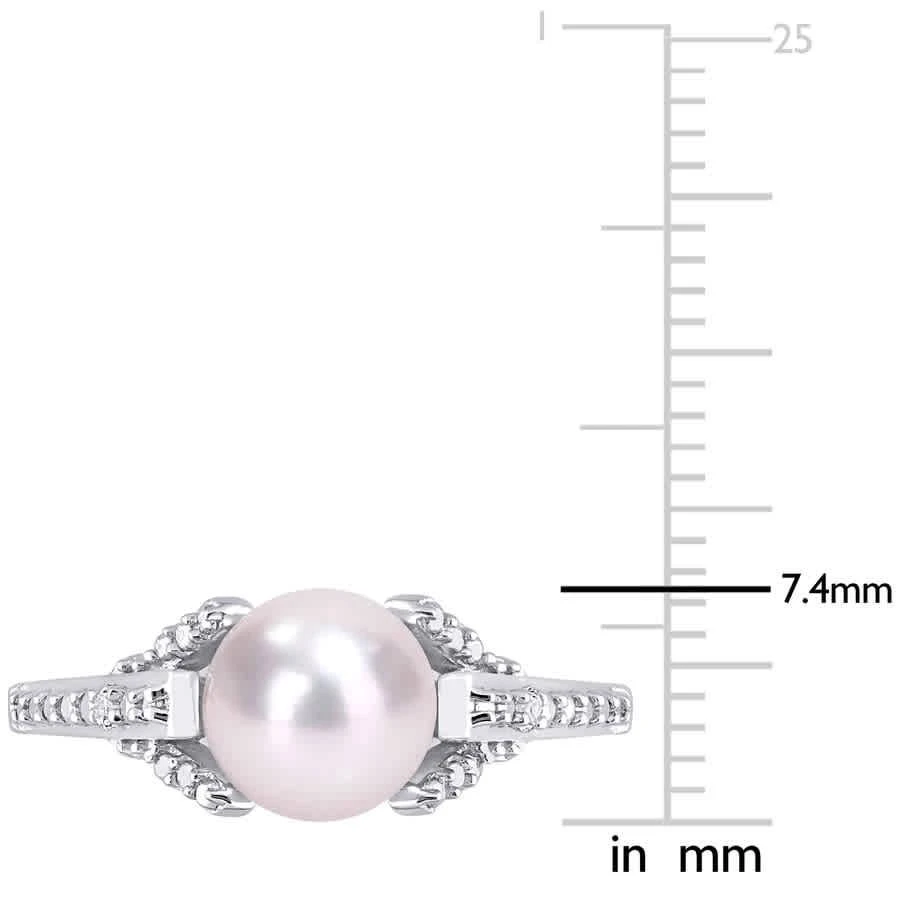 商品Amour|7-7.5mm Freshwater Cultured Pearl and Diamond Accent Vintage Ring in Sterling Silver,价格¥417,第3张图片详细描述