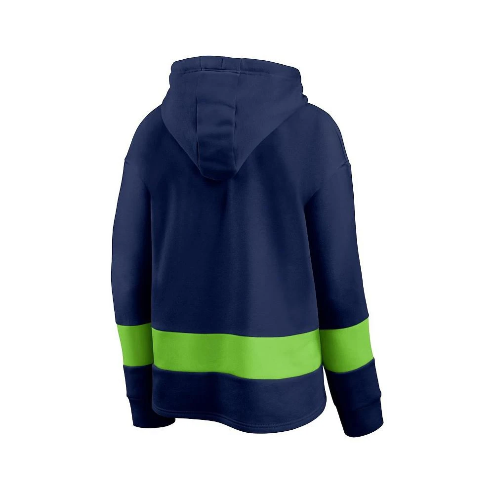 商品Fanatics|Women's Branded College Navy and Neon Green Seattle Seahawks Colors of Pride Colorblock Pullover Hoodie,价格¥347,第4张图片详细描述