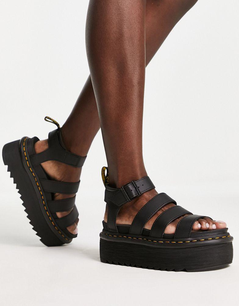 商品Dr. Martens|Dr Martens Blaire Quad flatform sandals in black,价格¥911,第1张图片