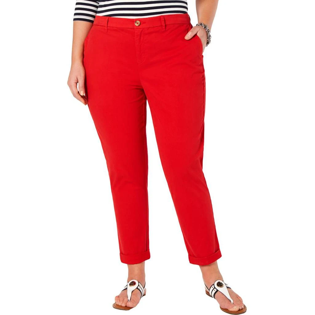 商品Tommy Hilfiger|Plus Hampton Womens Slim High-Rise Chino Pants,价格¥378,第5张图片详细描述