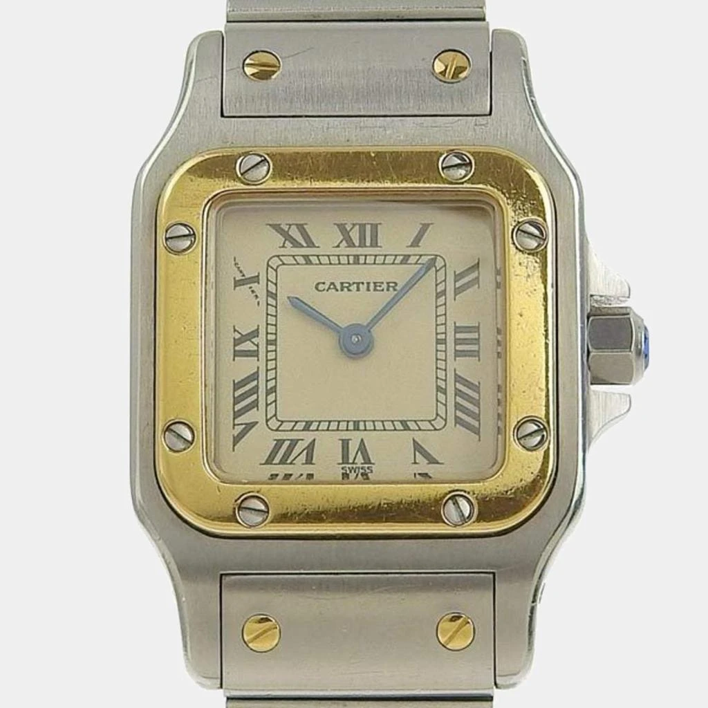 商品[二手商品] Cartier|Cartier Silver 18k Yellow Gold And Stainless Steel Santos Galbee 1567 Women's Wristwatch 24 mm,价格¥23687,第1张图片