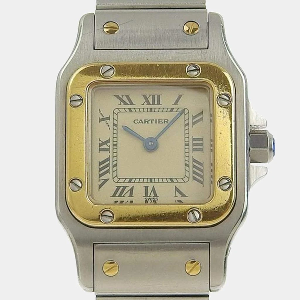 商品[二手商品] Cartier|Cartier Silver 18k Yellow Gold And Stainless Steel Santos Galbee 1567 Women's Wristwatch 24 mm,价格¥24325,第1张图片