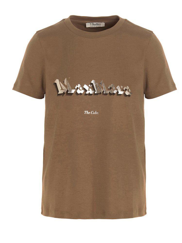 'S Max Mara Logo Printed Crewneck T-Shirt商品第1张图片规格展示