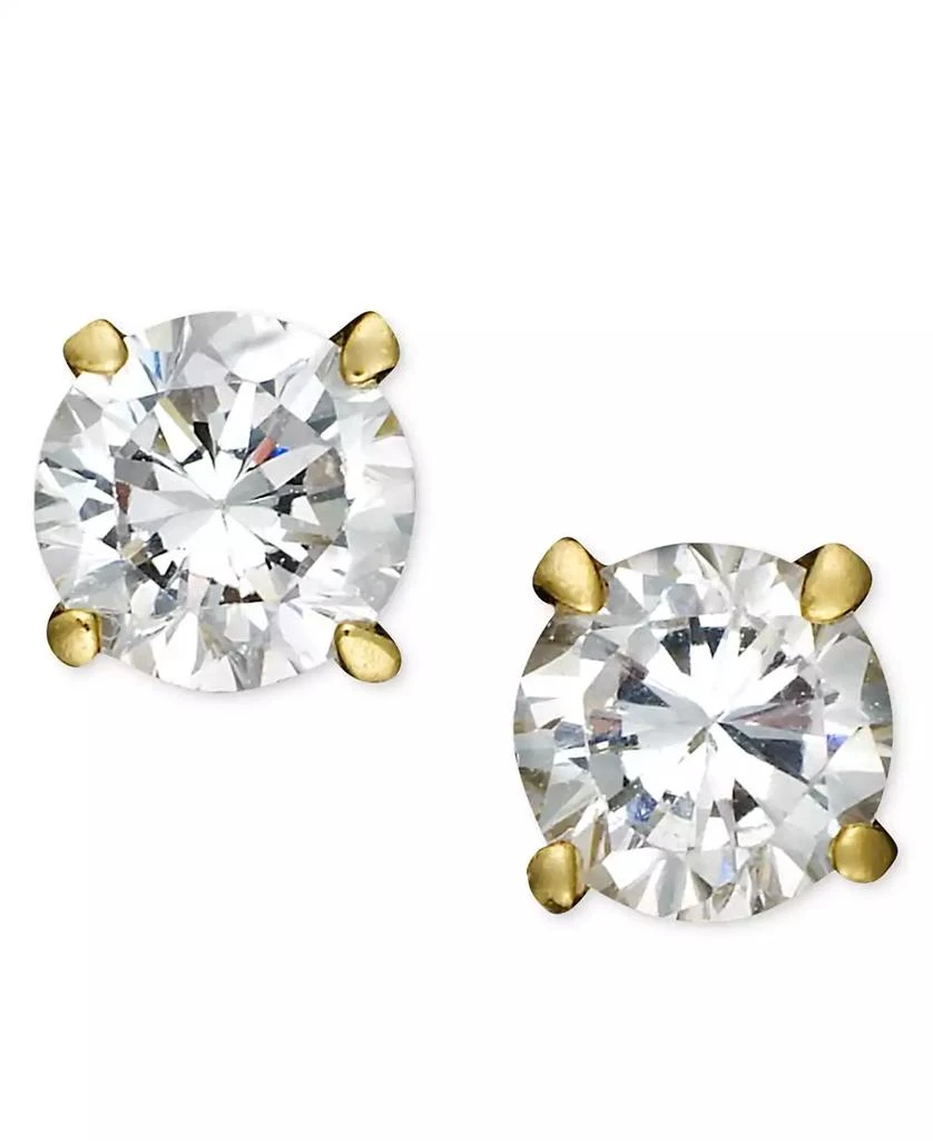 商品Giani Bernini|18k Gold and Sterling Silver Earrings, Round Cubic Zirconia Studs (1/2 ct. t.w.),价格¥57,第1张图片