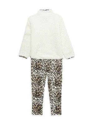 商品Juicy Couture|Little Girl’s 2-Piece Faux Shearling Pullover & Leopard Print Leggings Set,价格¥250,第2张图片详细描述