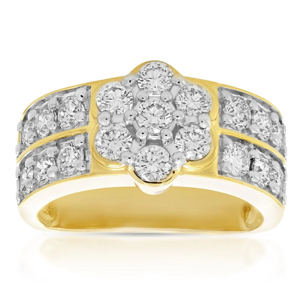 商品Vir Jewels|1.50 cttw Diamond Engagement Ring Cluster Design 14K Yellow Gold Bridal Wedding,价格¥8869,第1张图片