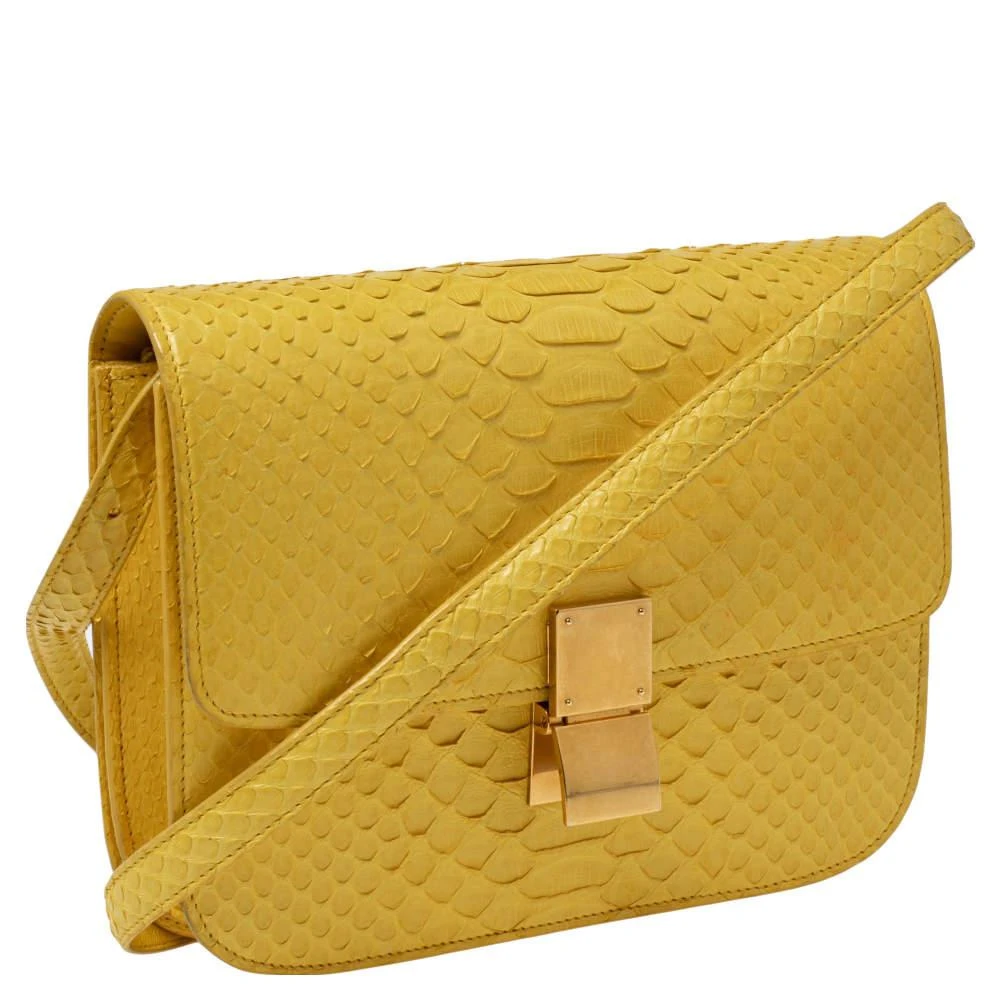 商品[二手商品] Celine|Celine Yellow Python Medium Classic Box Shoulder Bag,价格¥16109,第3张图片详细描述