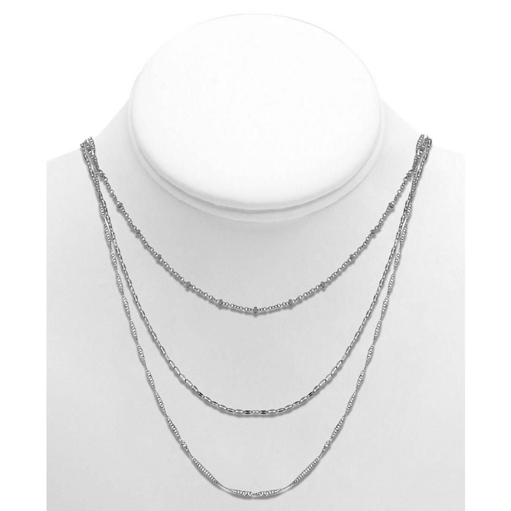 Silver Plated Multi-Chain 18" Layered Statement Necklace商品第2张图片规格展示