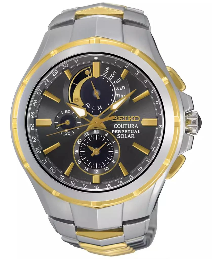商品Seiko|Men's Solar Chronograph Coutura Two-Tone Stainless Steel Bracelet Watch 44mm SSC376,价格¥3675,第1张图片