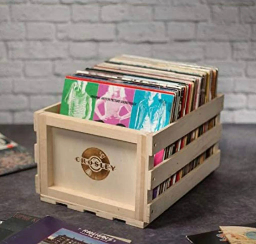 商品Crosley|Record Storage Crate Holds Up To 75 Albums,价格¥607,第2张图片详细描述