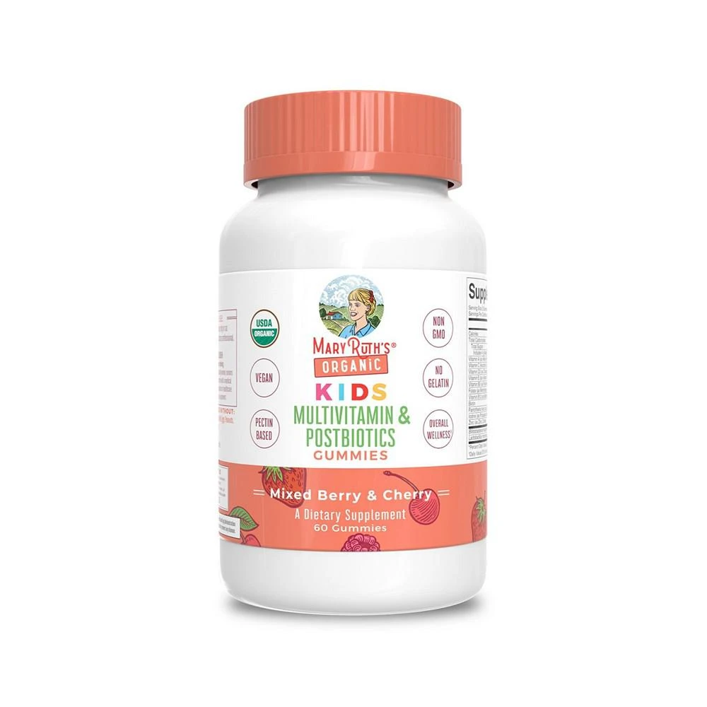 商品MaryRuth Organics|Kids Multivitamin & Postbiotics Gummies, Mixed Berry & Cherry, Org, 60 ct,价格¥224,第1张图片