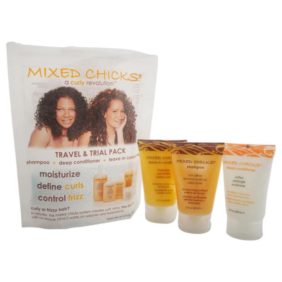 商品Mixed Chicks|Travel Trial Pack by Mixed Chicks for Unisex - 3 Pc Kit 2oz Shampoo, 2oz Deep Conditioner, 2oz Leave-In Conditioner,价格¥111,第1张图片