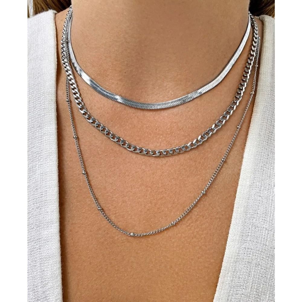 商品ADORNIA|18-21" Adjustable Plated Triple Layered Chain Necklace,价格¥239,第2张图片详细描述