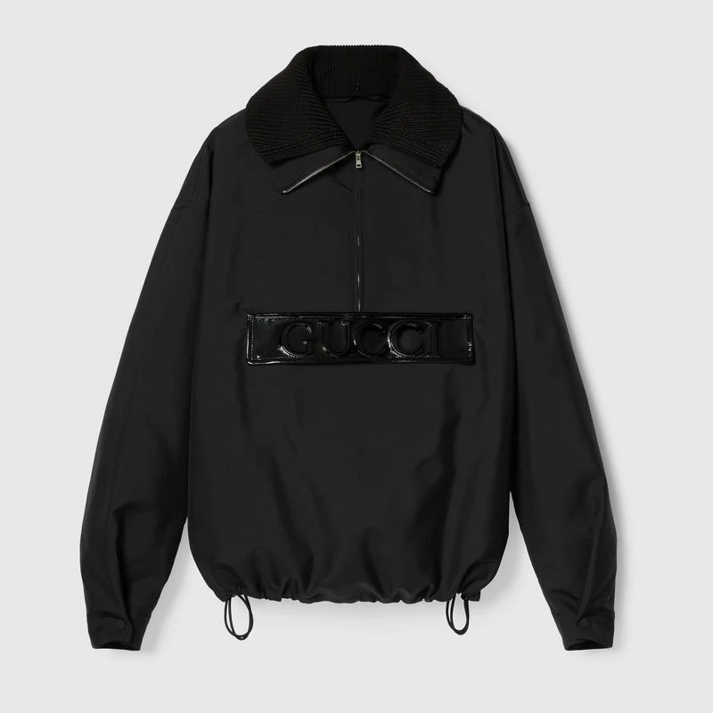商品Gucci|【预售3-7天】Gucci古驰女士黑色的科技华达呢短大衣,价格¥23373,第1张图片
