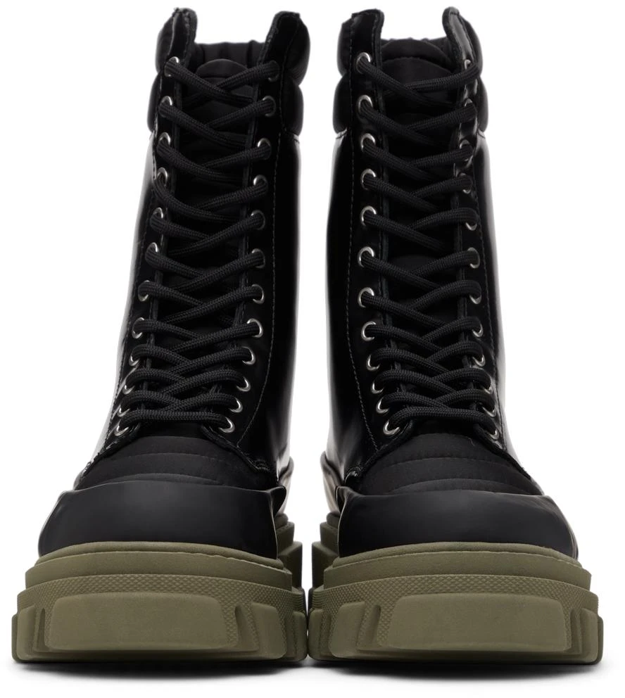 商品Ganni|Black Leather & Tech Combat Boots,价格¥988,第2张图片详细描述