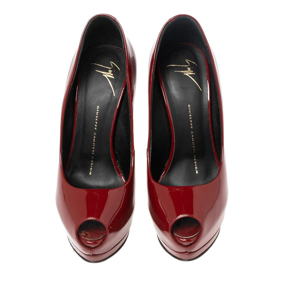 商品[二手商品] Giuseppe Zanotti|Giuseppe Zanotti Red Patent  Peep Toe Platform Pumps Size 37,价格¥975,第3张图片详细描述