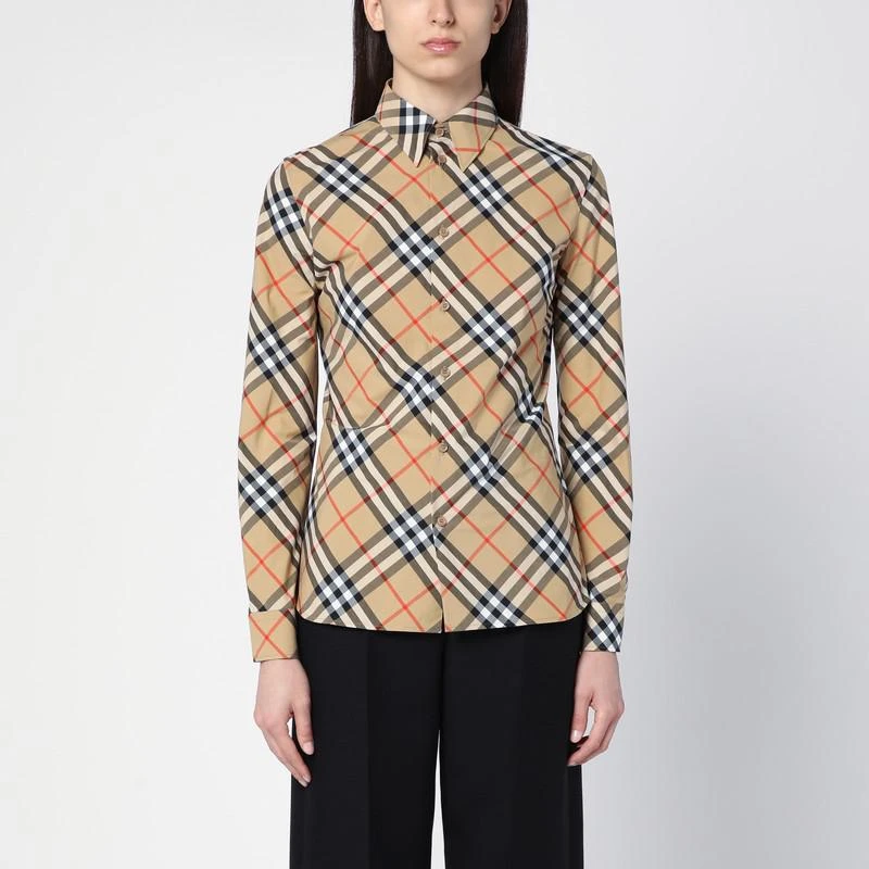 商品Burberry|Beige cotton check shirt,价格¥5009,第1张图片