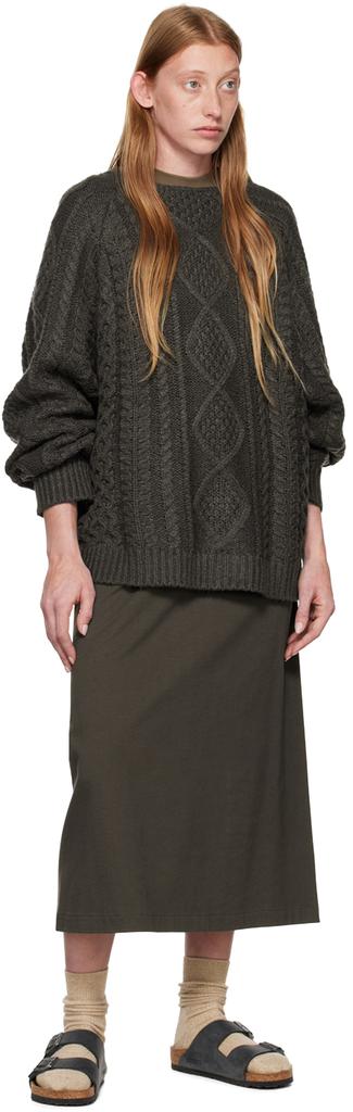 Gray Cotton Midi Skirt商品第4张图片规格展示