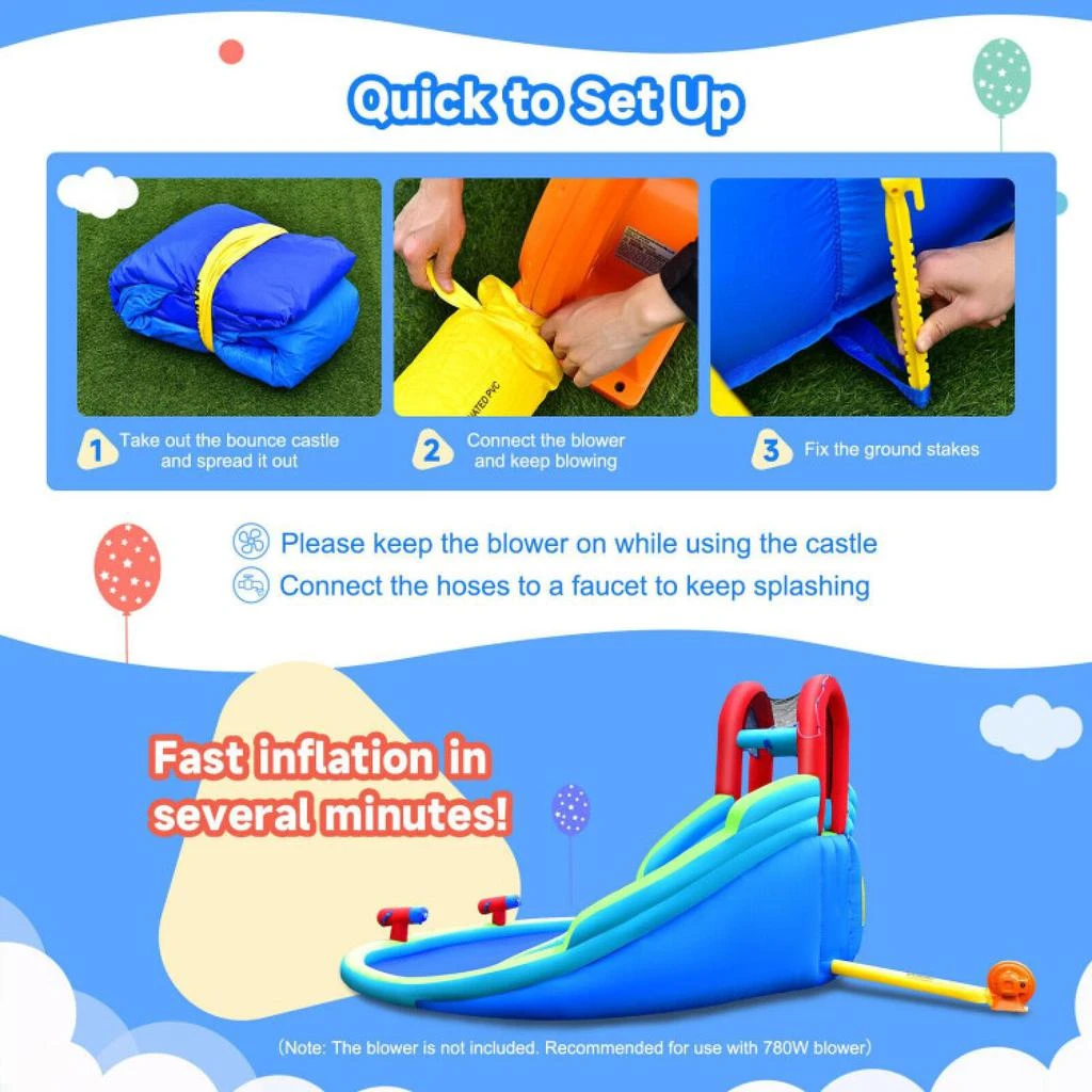 商品Hivvago|Inflatable Waterslide Bounce House with Upgraded Handrail without Blower,价格¥4936,第3张图片详细描述
