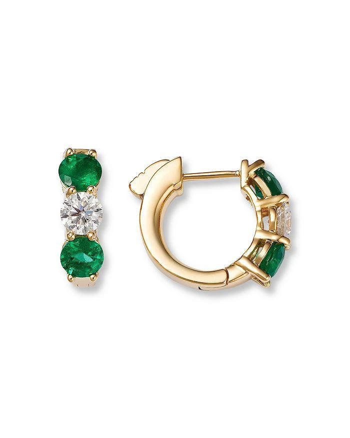 商品Bloomingdale's Fine Collection|14K Yellow Gold Emerald & Diamond Hoop Earrings,价格¥17395,第3张图片详细描述