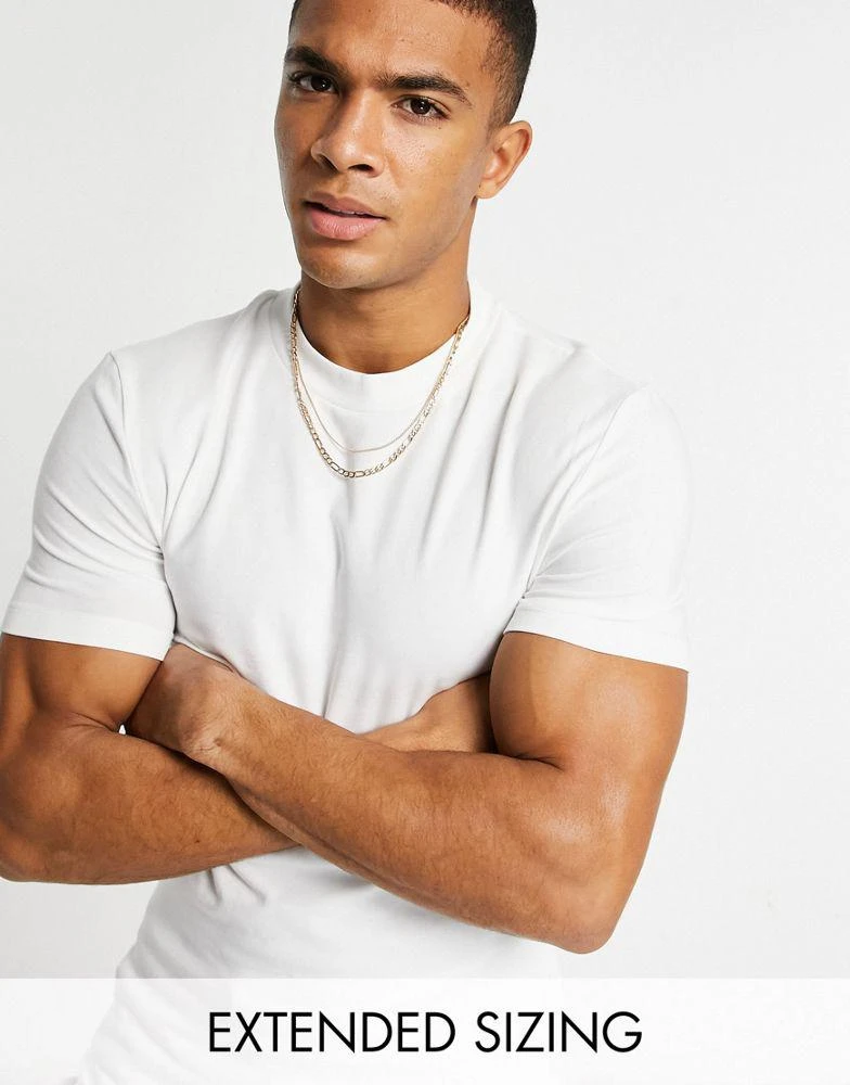 商品ASOS|ASOS DESIGN cotton blend muscle fit t-shirt with crew neck in white - WHITE,价格¥78,第1张图片