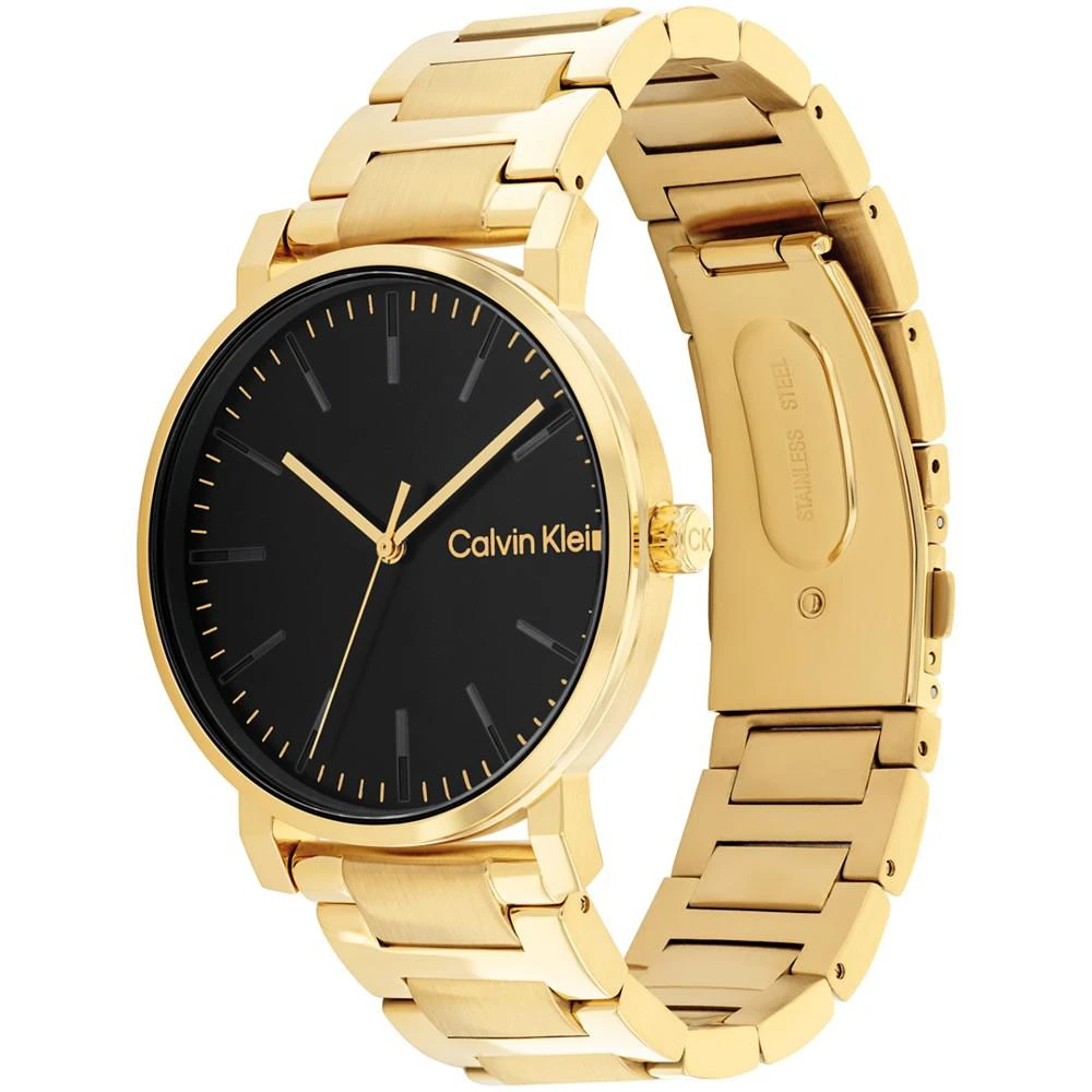商品Calvin Klein|Men's 3-Hand Gold-Tone Stainless Steel Bracelet Watch 43mm,价格¥1356,第2张图片详细描述