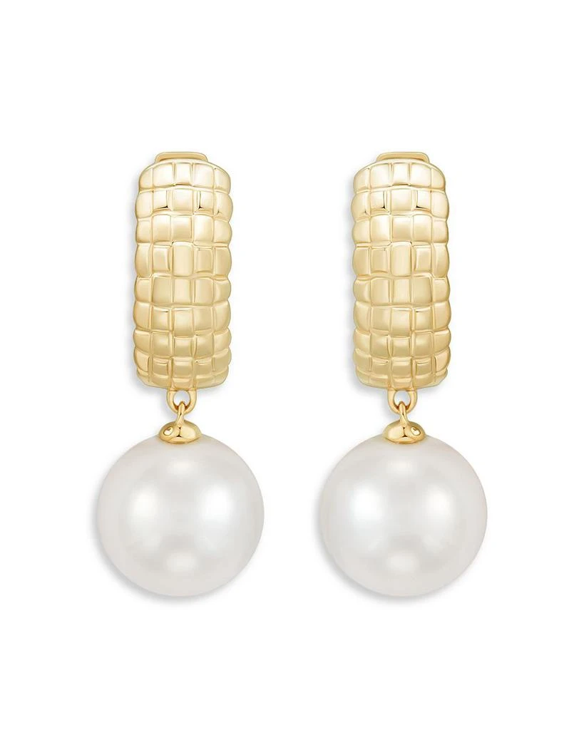 Ming Pearl Dangle Textured Hoop Earrings in 14K Yellow Gold 商品