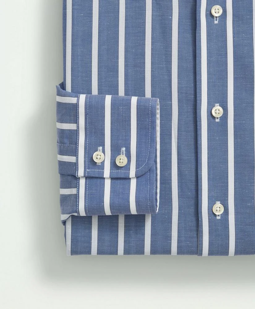 商品Brooks Brothers|Brooks Brothers X Thomas Mason® Cotton-Linen English Spread Collar, Stripe Dress Shirt,价格¥785,第3张图片详细描述