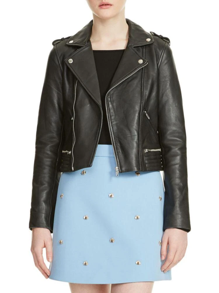 商品Maje|Basalt Leather Jacket,价格¥1659,第1张图片