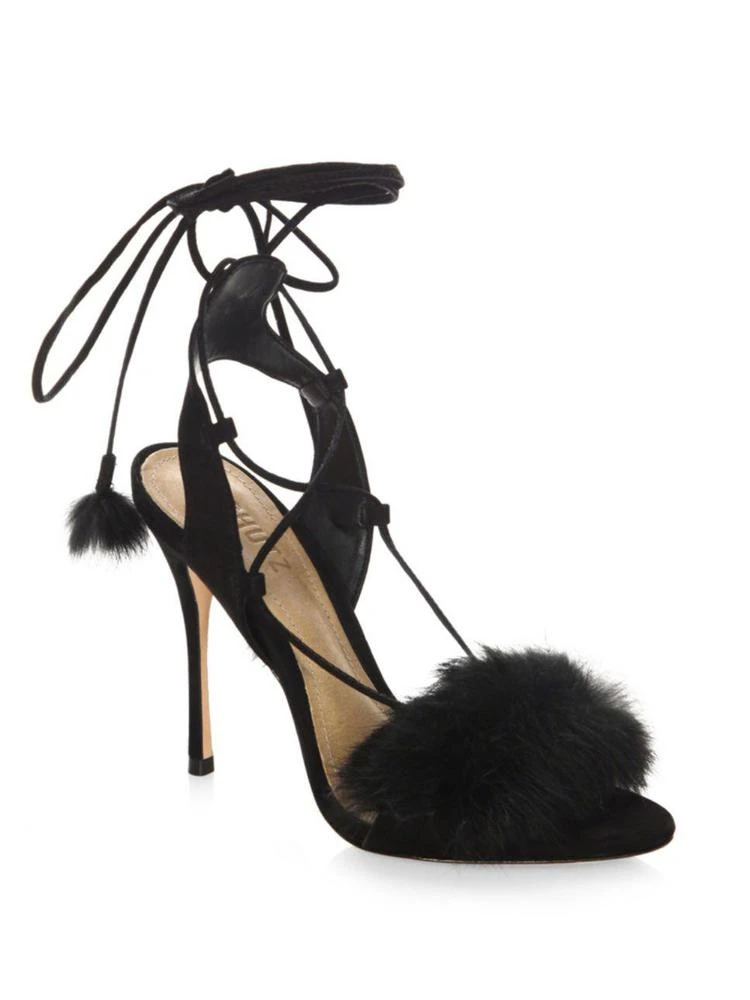 商品Schutz|Lori Suede & Rabbit Fur Heels,价格¥750,第1张图片