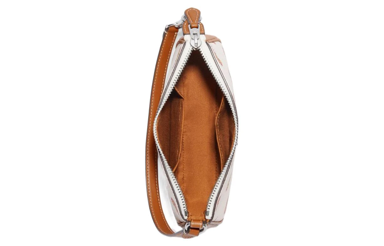商品[国内直发] Coach|蔻驰 Nolita 19 银色字母徽标Logo彩虹印花 帆布配皮 麻将包收纳包手拿包 小号 女款 米白拼棕色,价格¥770,第5张图片详细描述