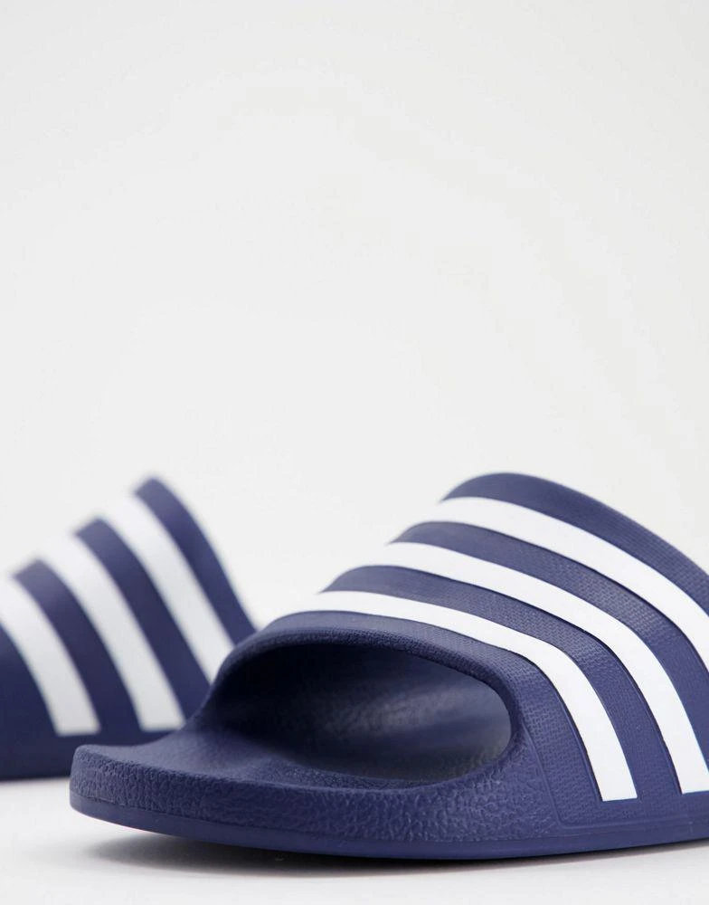 商品Adidas|adidas Swim Adilette white stripe sliders in navy,价格¥226,第4张图片详细描述