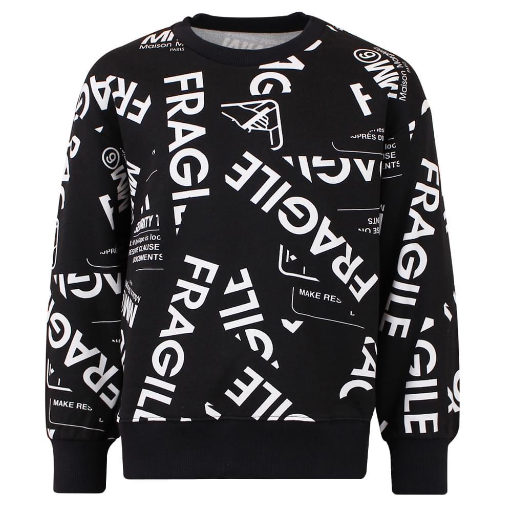 商品MAISON MARGIELA|Fragile Print Black Sweatshirt,价格¥502,第5张图片详细描述