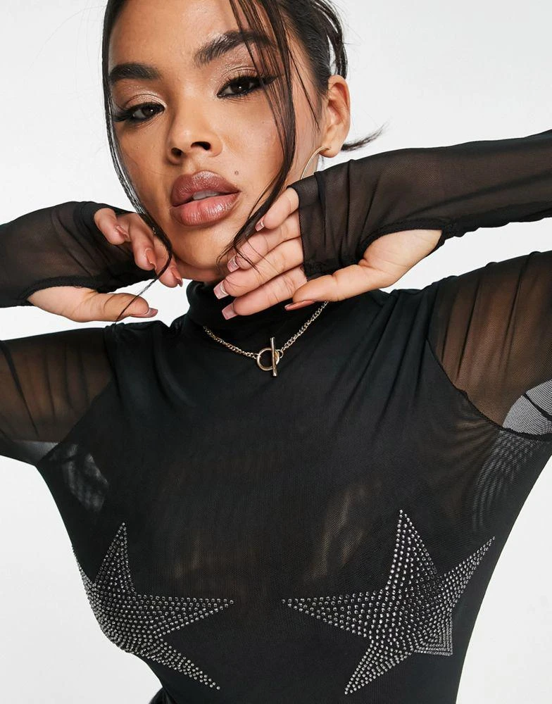 商品AFRM|AFRM turtleneck star embellished long sleeve top in black,价格¥82,第4张图片详细描述