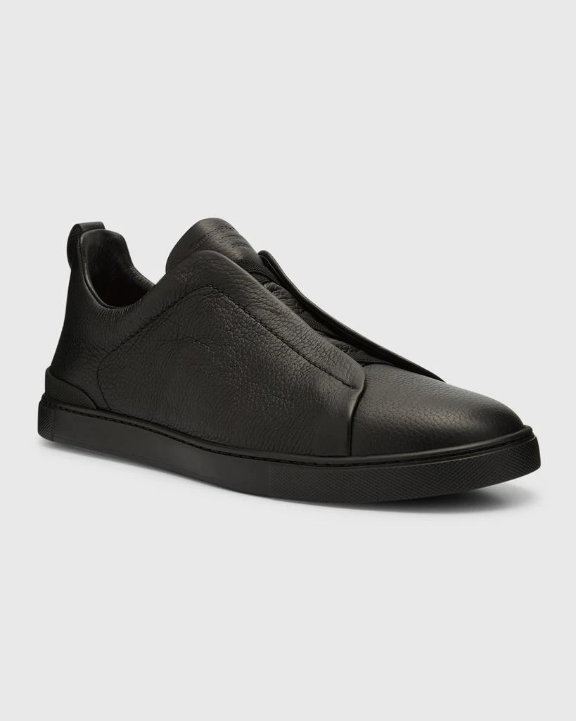 商品Zegna|Men's Triple Stitch Deerskin Leather Sneakers,价格¥8589,第4张图片详细描述
