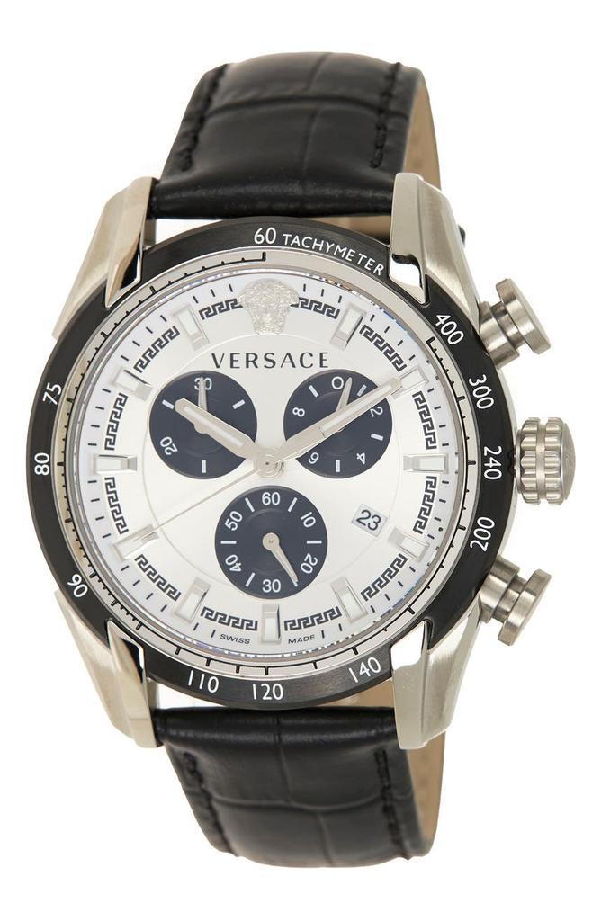 商品Versace|Men's Tachymeter Croc Embossed Leather Strap Watch, 44mm,价格¥3689,第1张图片