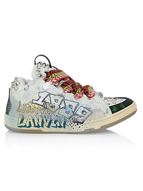 商品Lanvin|Graffiti Curb Leather Sneakers,价格¥11224,第1张图片