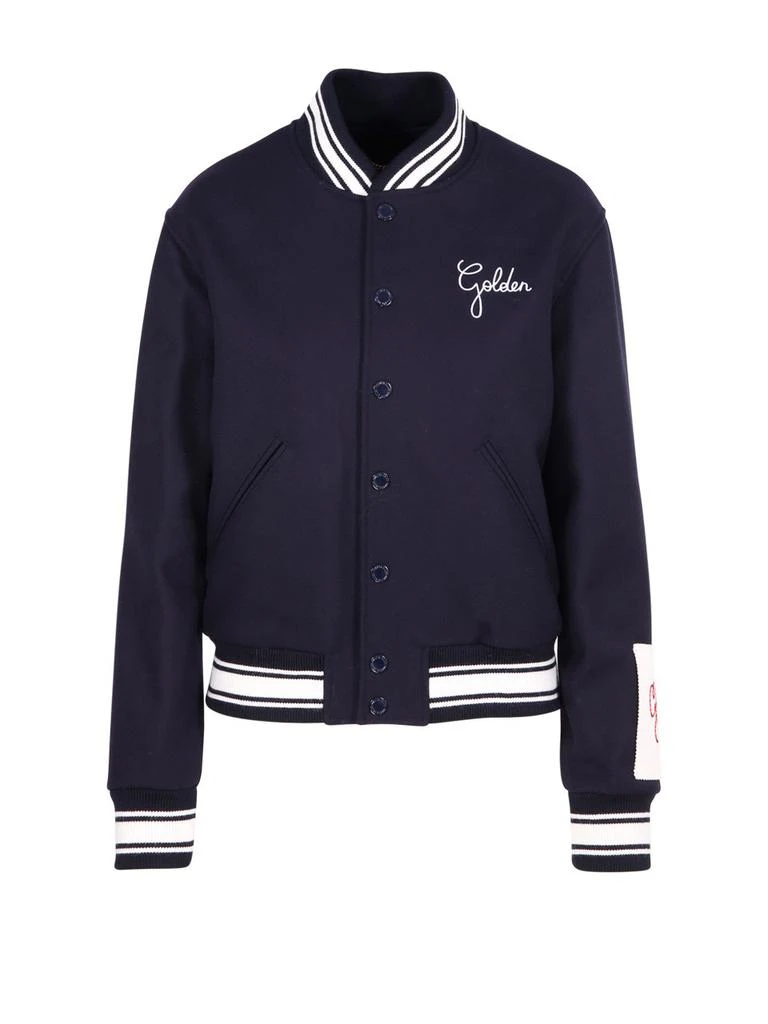 商品Golden Goose|Golden Goose Deluxe Brand Logo Embroidered Striped Baseball Jacket,价格¥4357,第1张图片