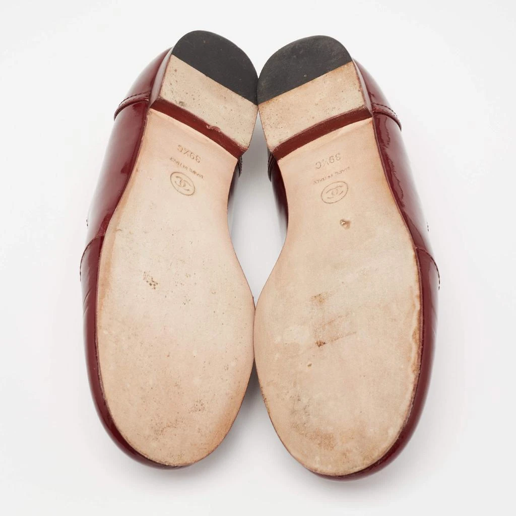 Chanel Burgundy Patent Leather CC Loafers Size 39.5 商品