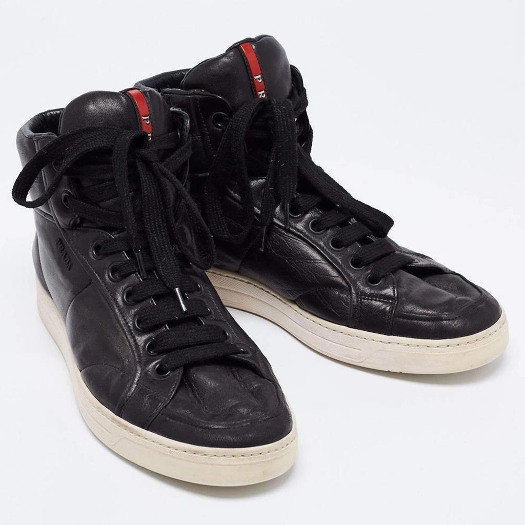 商品[二手商品] Prada|Prada Sport Black Leather High Top Sneakers Size 39,价格¥877,第4张图片详细描述