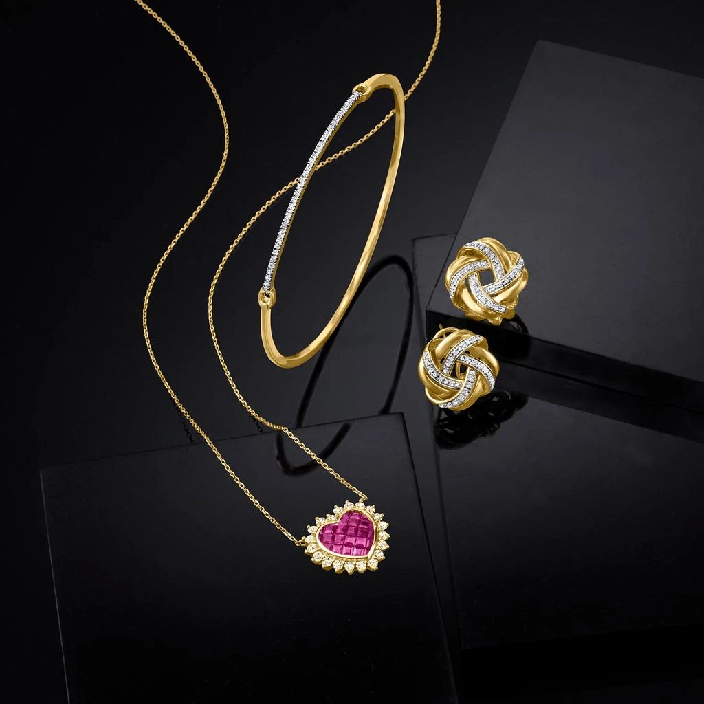 商品Ross-Simons|Ruby and . Diamond Heart Necklace in 18kt Yellow Gold,价格¥11900,第3张图片详细描述