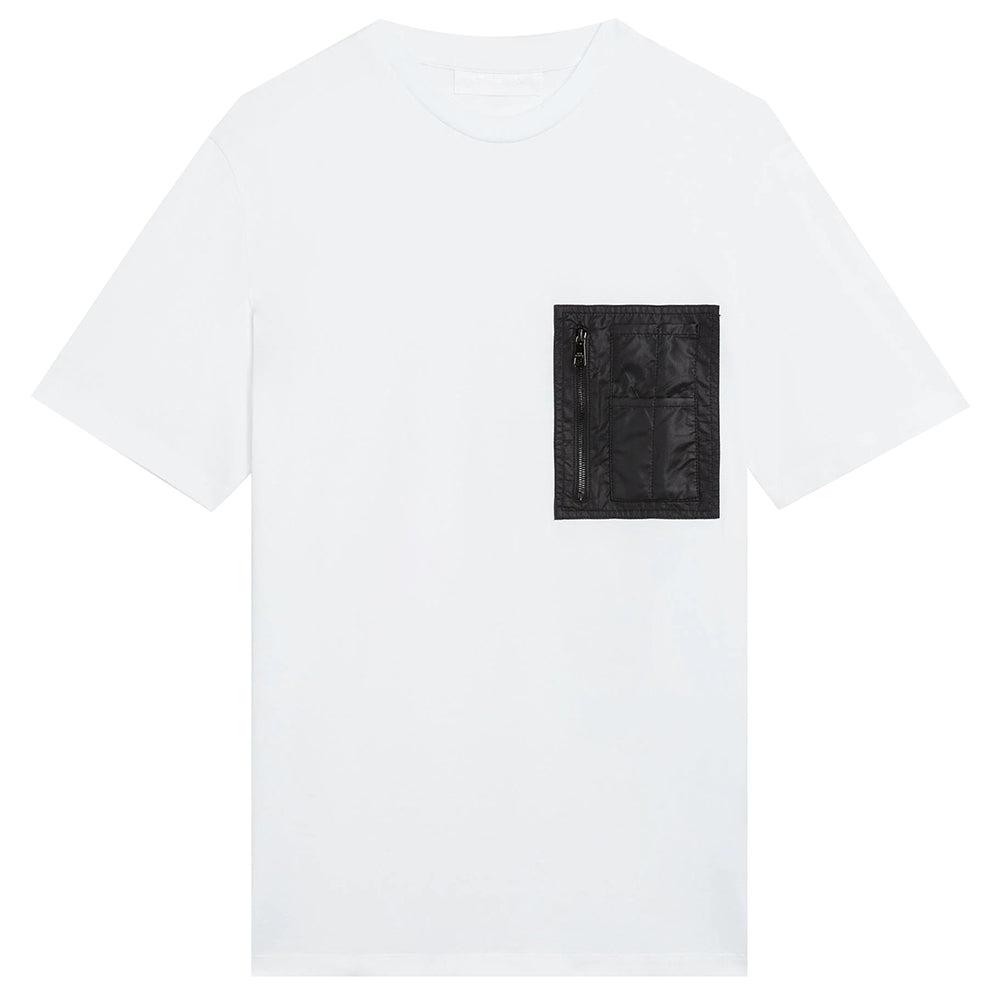 Neil Barrett Mens Minimalist Jersey Nylon Pocket T-Shirt White商品第1张图片规格展示