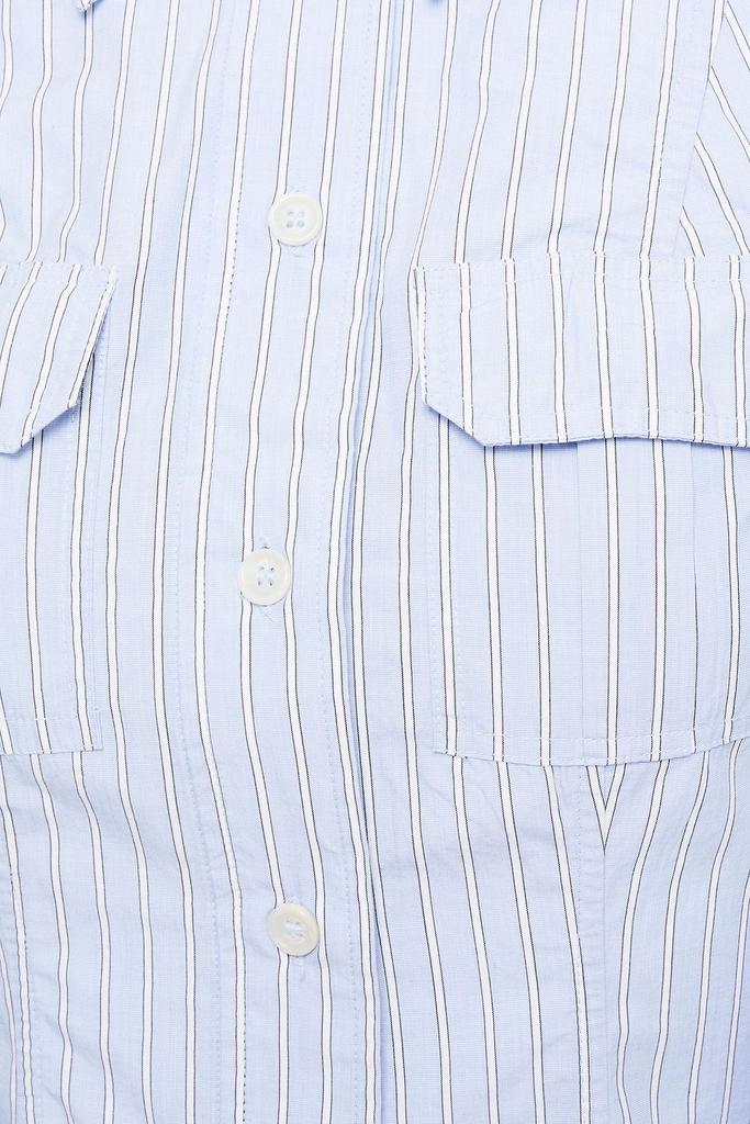 Gathered striped organic cotton mini shirt dress商品第4张图片规格展示