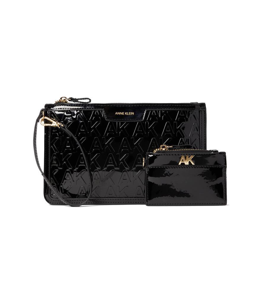 商品Anne Klein|Patent Embossed Logo Card Case and Pouch Set,价格¥197,第1张图片