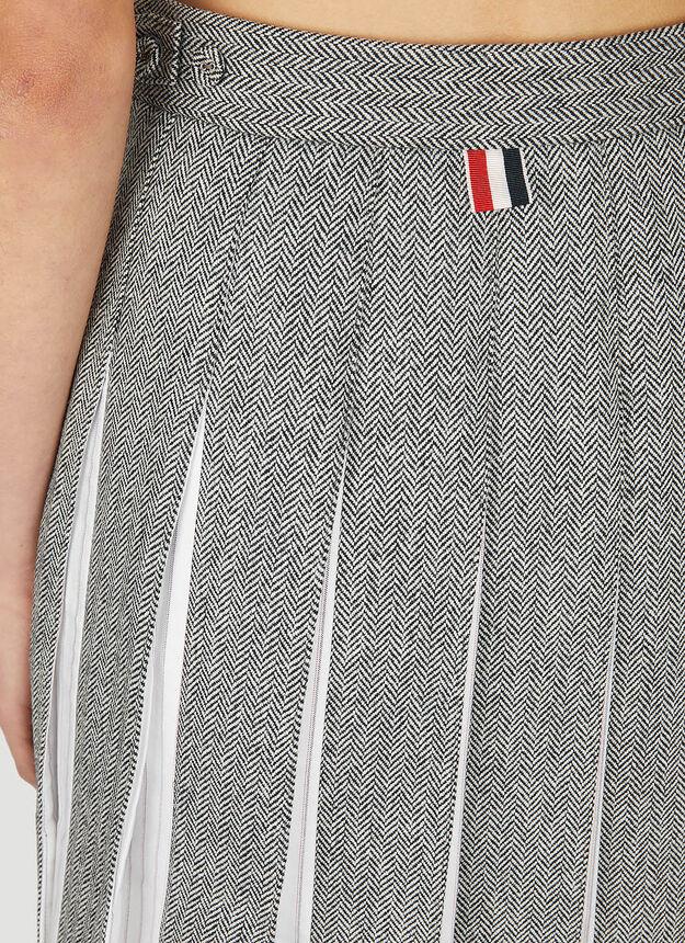 Pleated Herringbone Mini Skirt in Grey商品第5张图片规格展示