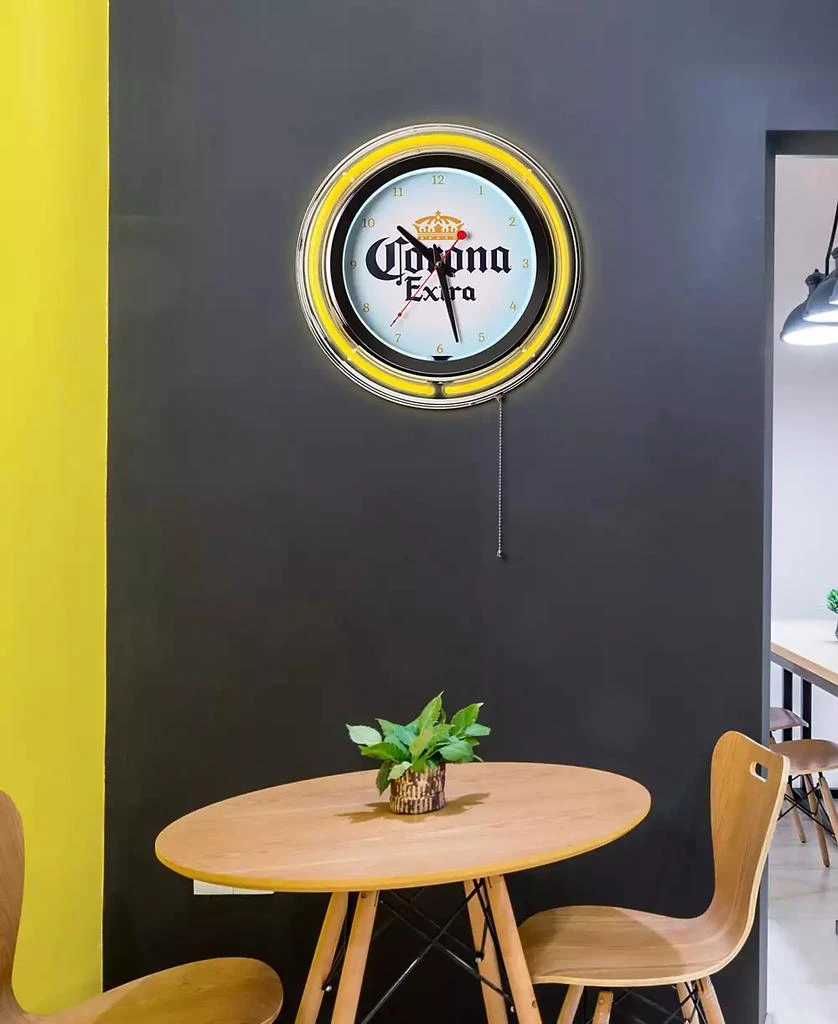 Corona Retro Round Neon Wall Analog Clock with Pull Chain, 14.5" 商品