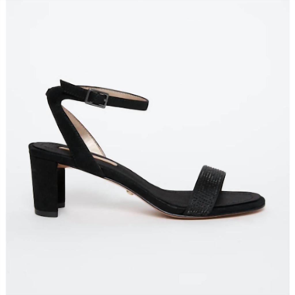 Sandali con tacco Moira da donna con cinturino gioiello, colore nero. image 2