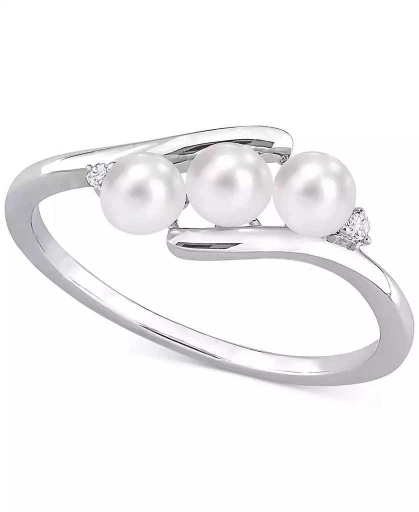 商品Macy's|Cultured Freshwater Pearl (3-1/2-4mm) & Diamond Accent Bypass Ring in Sterling Silver,价格¥1303,第1张图片