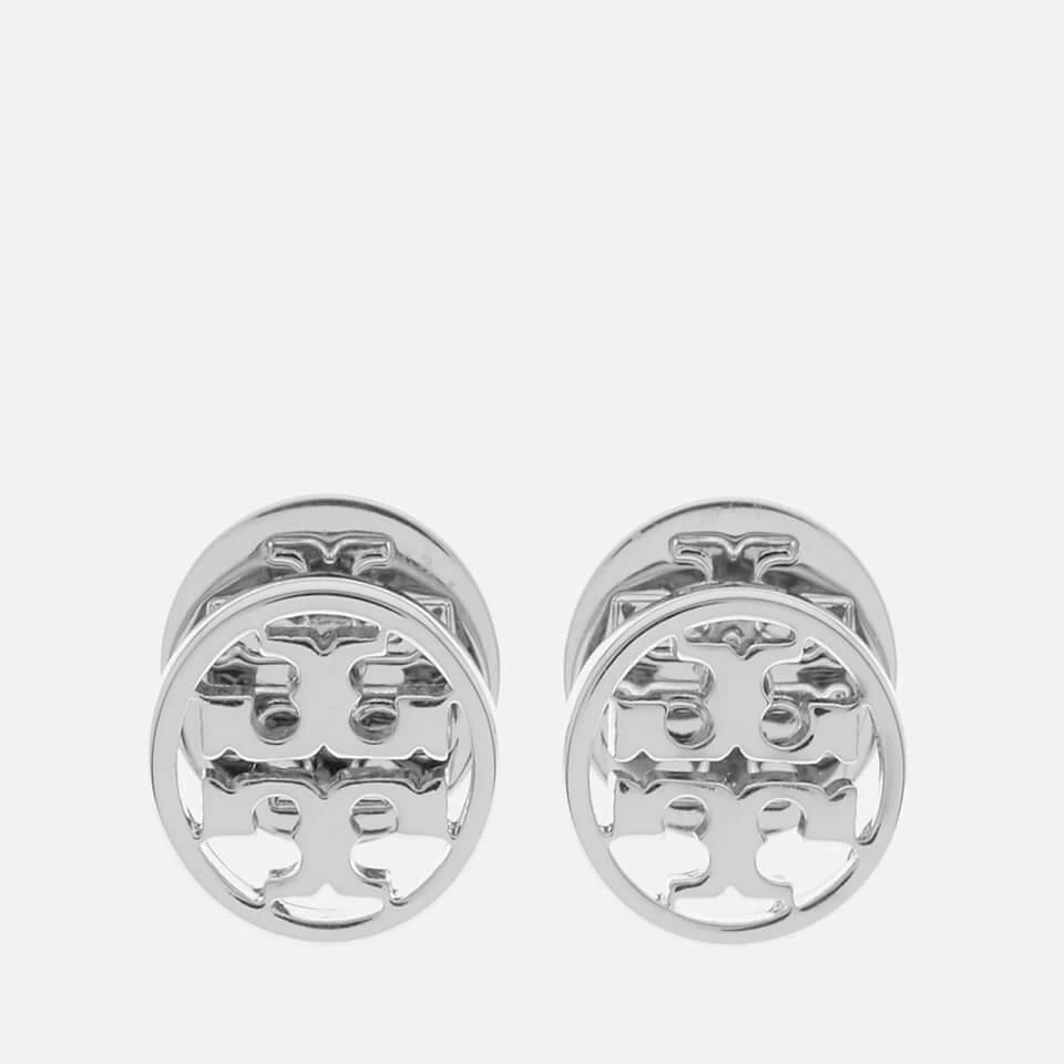 商品Tory Burch|Tory Burch Women's Logo Circle-Stud Earrings - Tory Silver,价格¥780,第1张图片