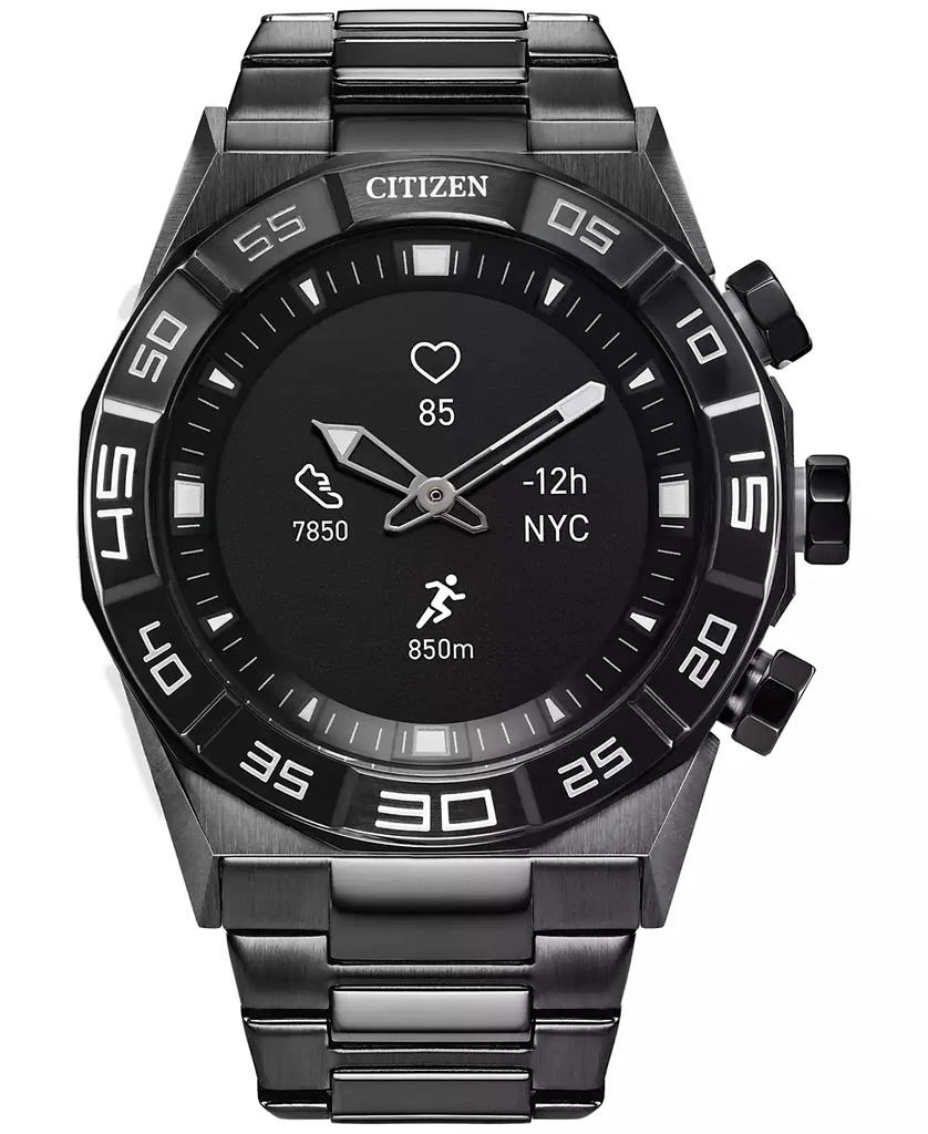 商品Citizen|Men's CZ Smart Hybrid HR Grey Ion-Plated Stainless Steel Bracelet Smart Watch 44mm,价格¥2066,第1张图片